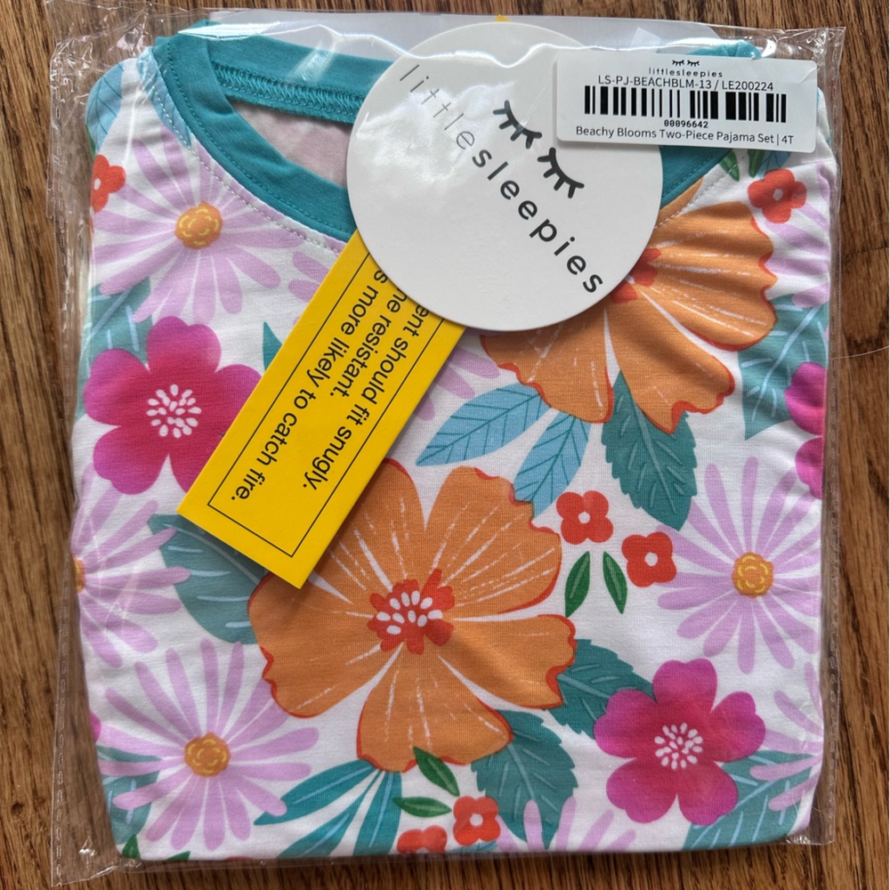 Little Sleepies Beachy Blooms 4T Two Piece Bamboo PJs NEW IN BAG